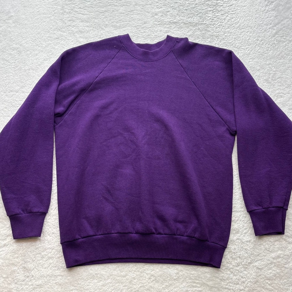 Vintage Fruit of the Loom Purple Raglan Sweatshirt Made in USA Mens Large 90s